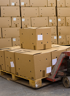 Boxes on Hand Pallet Truck